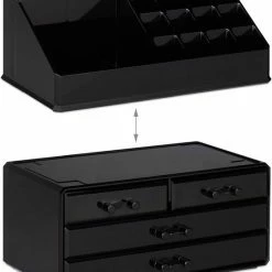 Relaxdays Make-up Organizer - Tweedelig - Cosmetica Opbergdoos + Lippenstift Houder - Zwart 33 Relaxdays Make-up Organizer - Tweedelig - Cosmetica Opbergdoos + Lippenstift Houder - Zwart -Maybelline-winkel 550x661 1