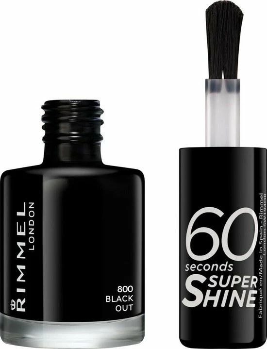 Rimmel London 60 Seconds SuperShine Nagellak - 900 Rita's Black 2 Rimmel London 60 Seconds SuperShine Nagellak - 900 Rita's Black - Afbeelding 2